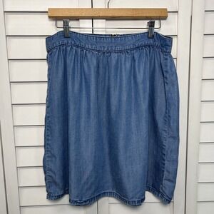 Madewell Chambray A-Line Tencel Skirt Women's Size 12 Faded Indigo